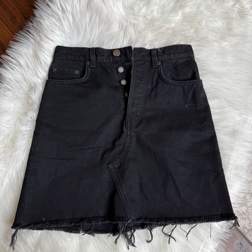 & Other Stories Raw Edge Denim Mini Skirt Black Size US‎ 2 Western Grunge